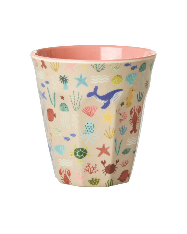 RI-MELCU-OCEI - Rice - Mittelgroße Kinderbecher - Koralle - Ocean Print, 250ml