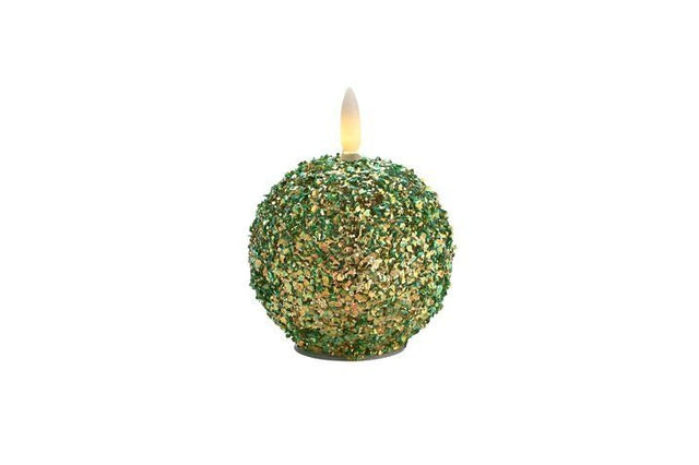 GICO - 1194801008 - Seoul, Glaskugel mit LED, Gift Company, Glitzer, grün, D8cm