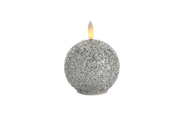 GICO - 1194701022 - Seoul Glaskugel mit LED, Gift Company, Perlen, Glitzer, silber