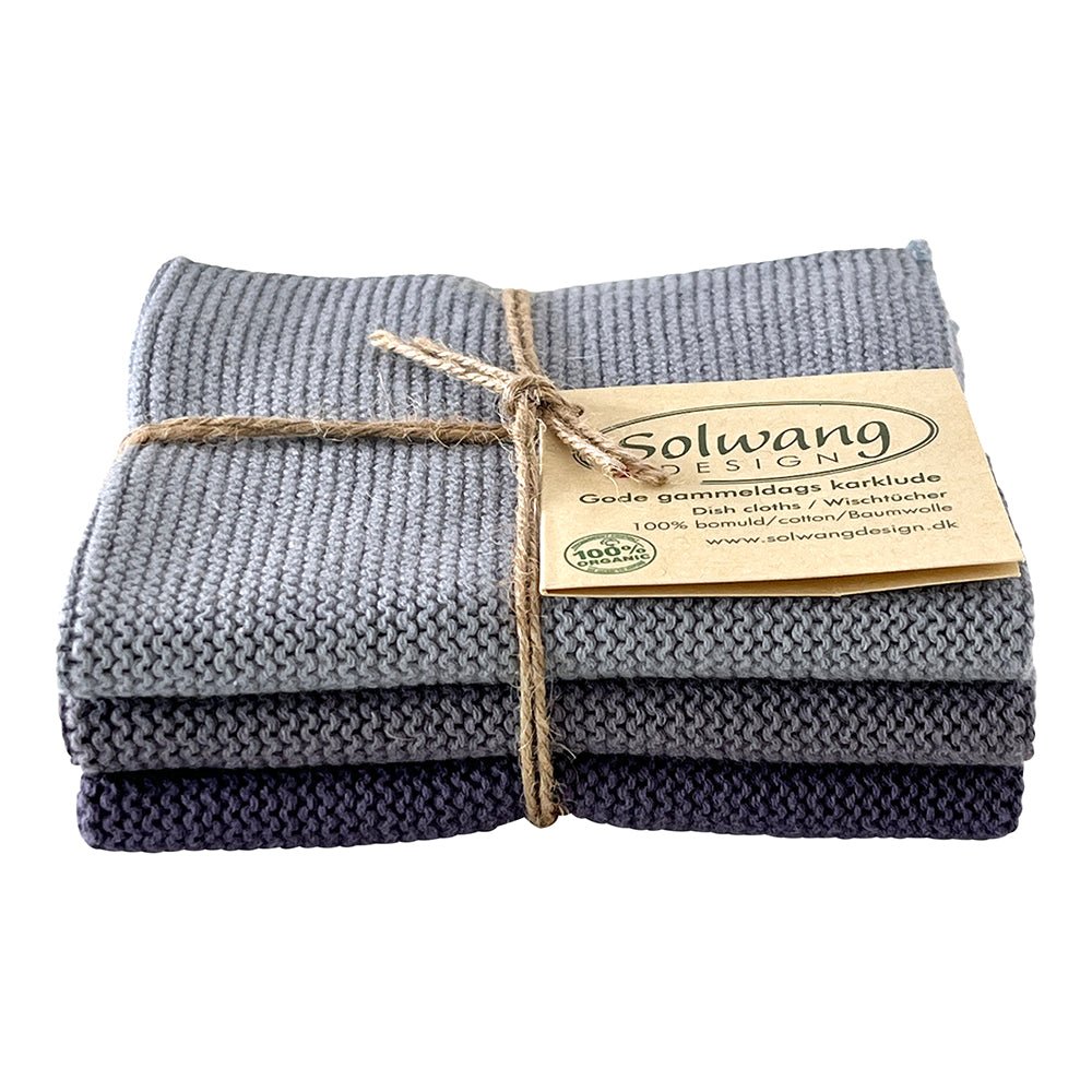SOL - 153154155 - Solwang, 3 Stück gestrickte Wischtücher in Lavendel Kombi