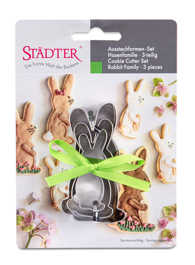 STA-086159 - Städter, Ausstecher Hasenfamilie auf Karte Set, 3 - teilig