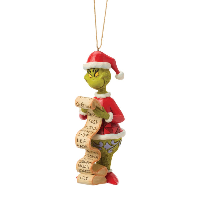 6019146 - The Grinch, mit einer hängenden Liste, Ornament - 13,5cm, Jim Shore 2026