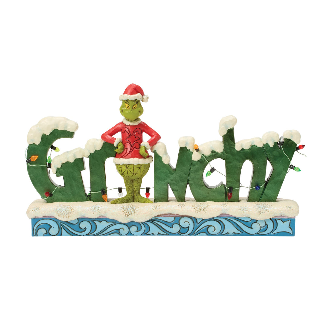 6018954 - The Grinch, with Grinchy Sign - 15cm Jim Shore 2026