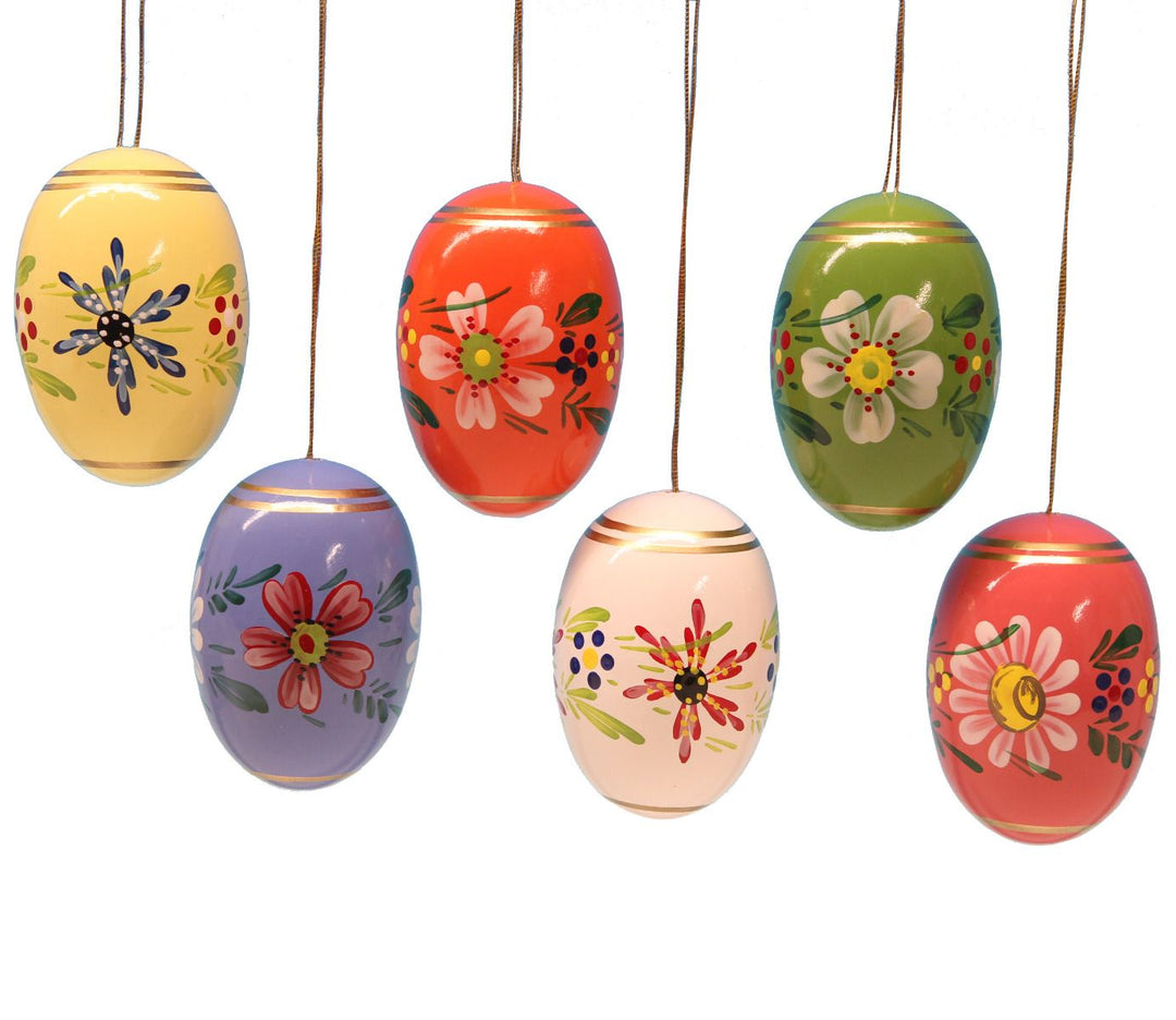 UHL - 224/020 - gelb - Uhlig Holzkunst - Osterei mit Blumen 55 mm, handbemalt, Farbe gelb