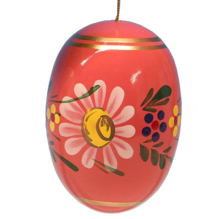 UHL - 224/020 - rot - Uhlig Holzkunst - Osterei mit Blumen 55 mm, handbemalt, Farbe rot