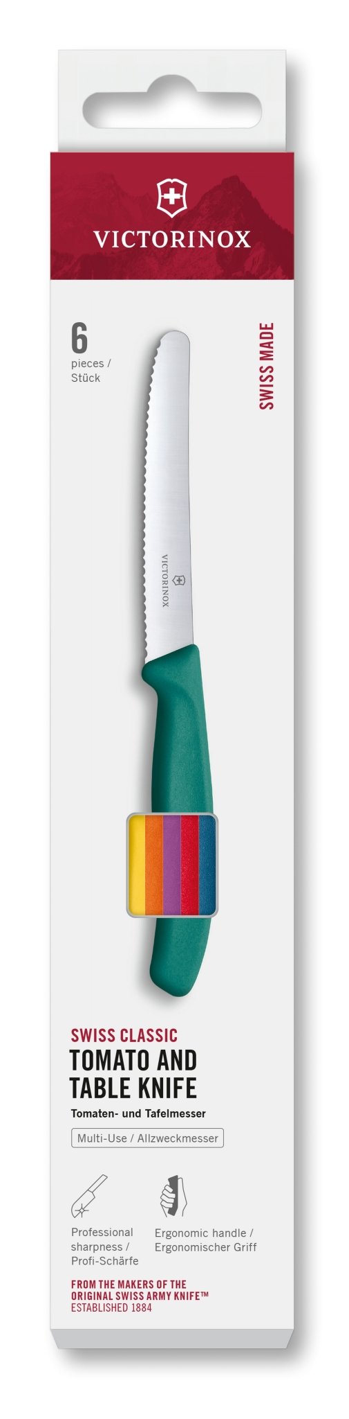 VX6.7836.6C1 - Victorinox Swiss Classic, Tomaten & Tafelmesser, 6tlg, 11cm, assortiert, Box