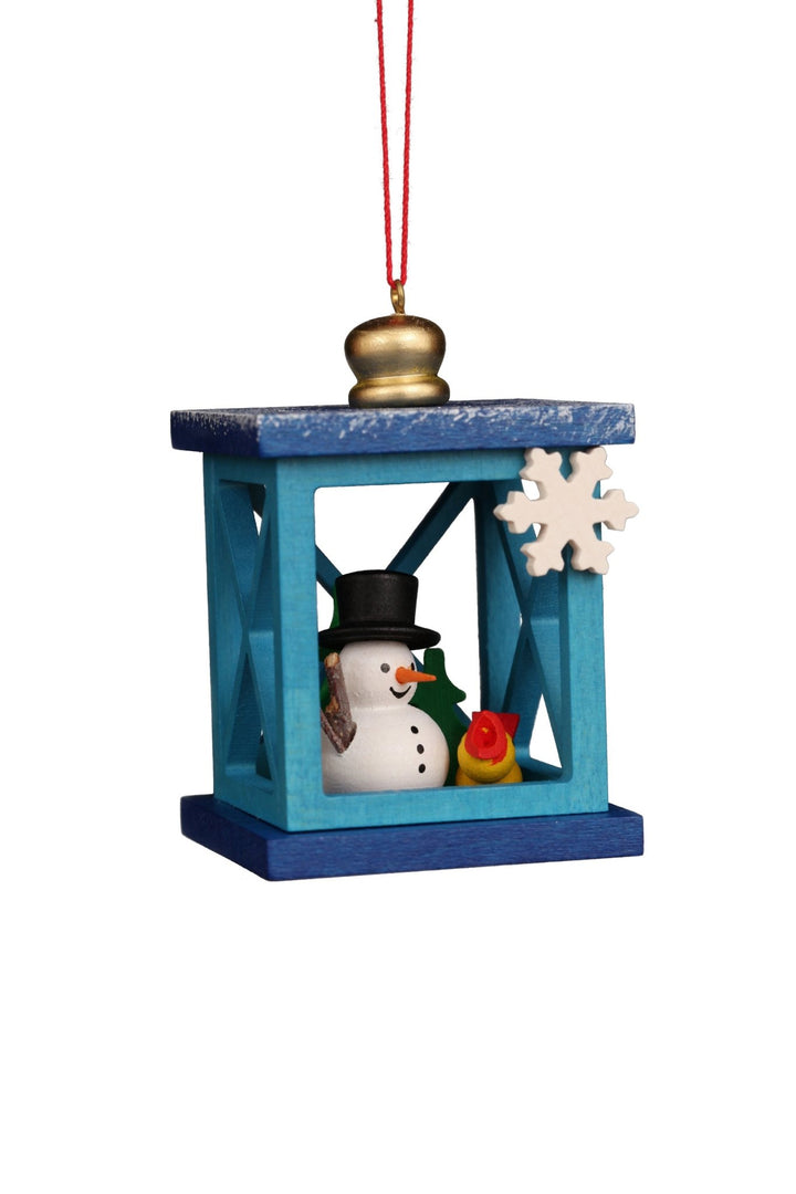 ULB-100931 - Weihnachtslaterne mit Schneemann, Baumbehang, Ulbricht - 6.8cm&