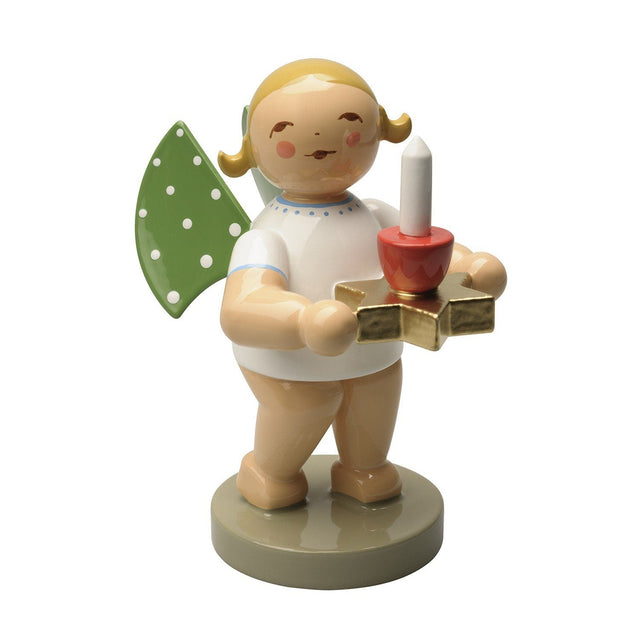 WUK-650/171 - Wendt & Kühn 'Anioł z gwiazdą i świecą, czerwony, stojący, wysokość 6 cm'
