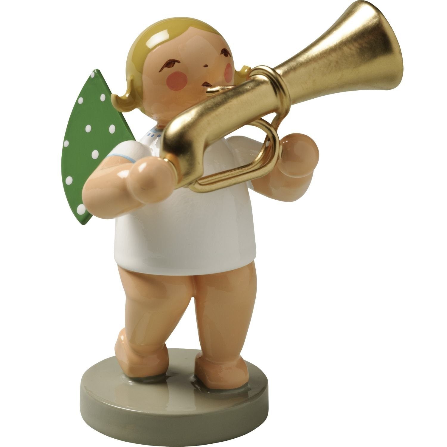 WUK-650/28-brauneHaare - Wendt & Kühn 'Orchesterengel, Engel mit Baßtrompete 650/28, h 6,5cm' braune Haare