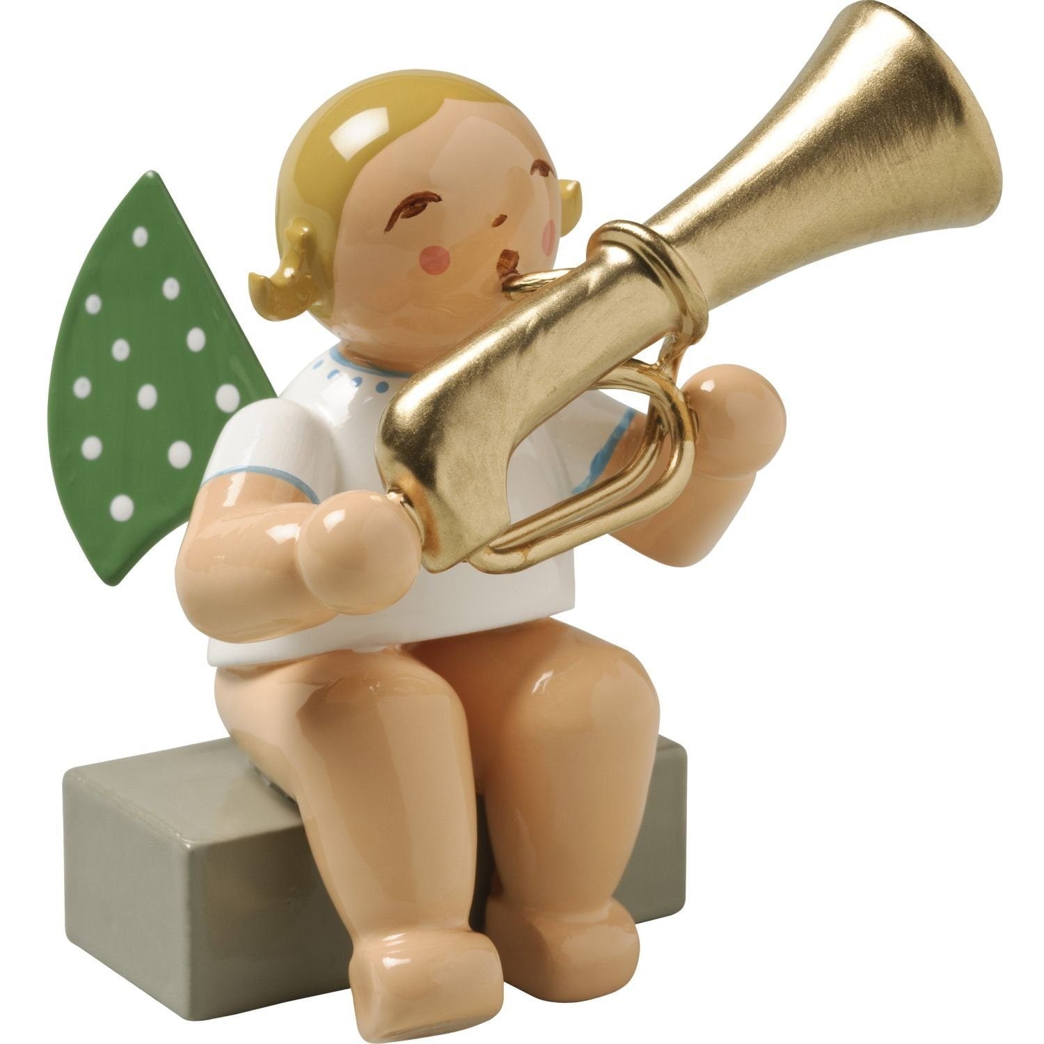 WUK-650/28a-blondeHaare - Wendt & Kühn 'Orchesterengel, Engel mit Baßtrompete 650/28a, h 5,5cm' blonde Haare
