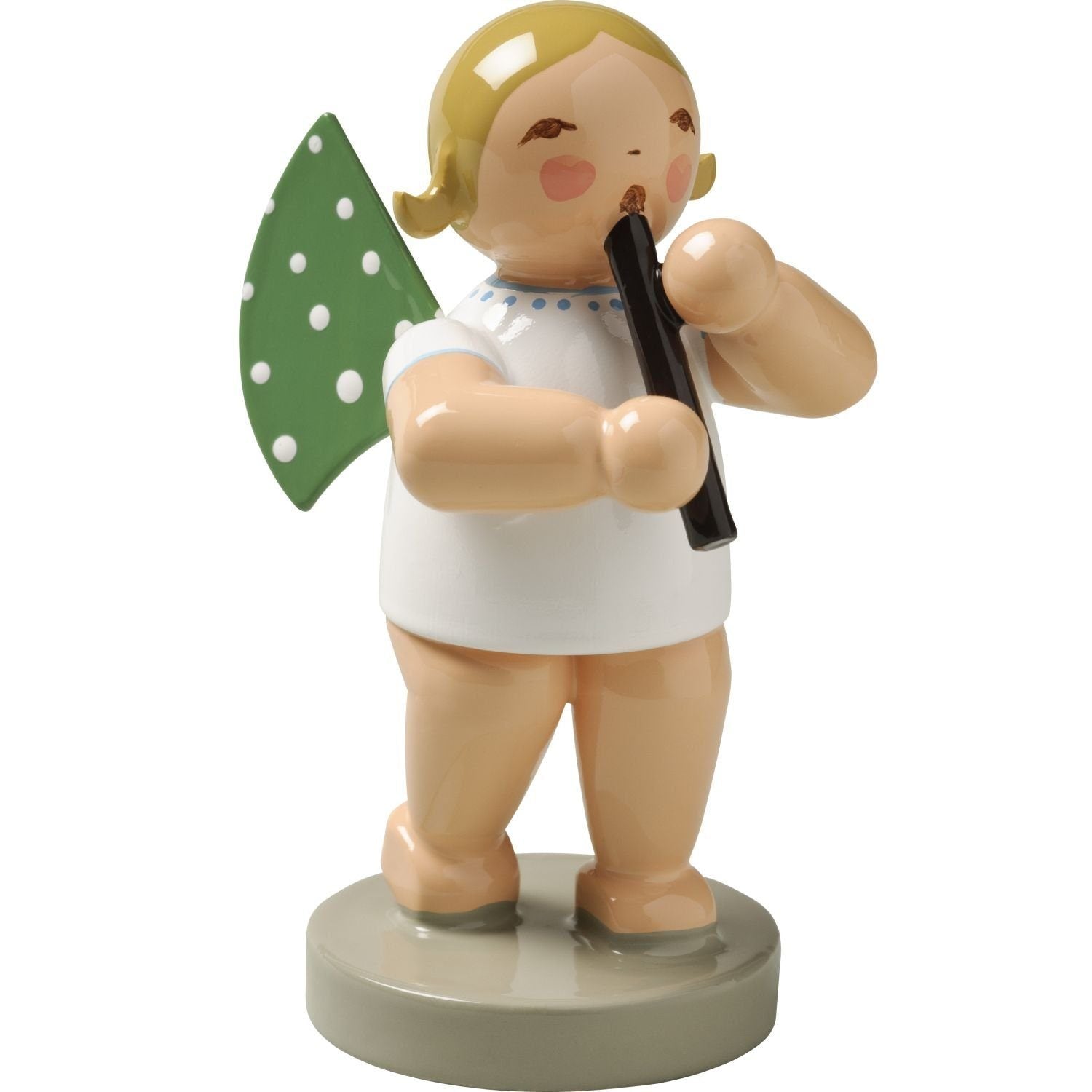 WUK-650/42-brauneHaare - Wendt & Kühn 'Orchesterengel, Engel mit Blockflöte 650/42, h 6cm' braune Haare