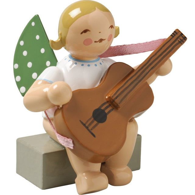 WUK-650/38a-blondeHaare - Wendt & Kühn 'Orchesterengel, Engel mit Gitarre 650/38a, h 5cm' blonde Haare