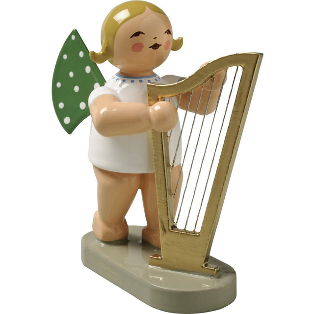 WUK-650/14-brunt hår - Wendt & Kühn 'Orkesterängel, ängel med harpa 650/14, h 6 cm' brunt hår