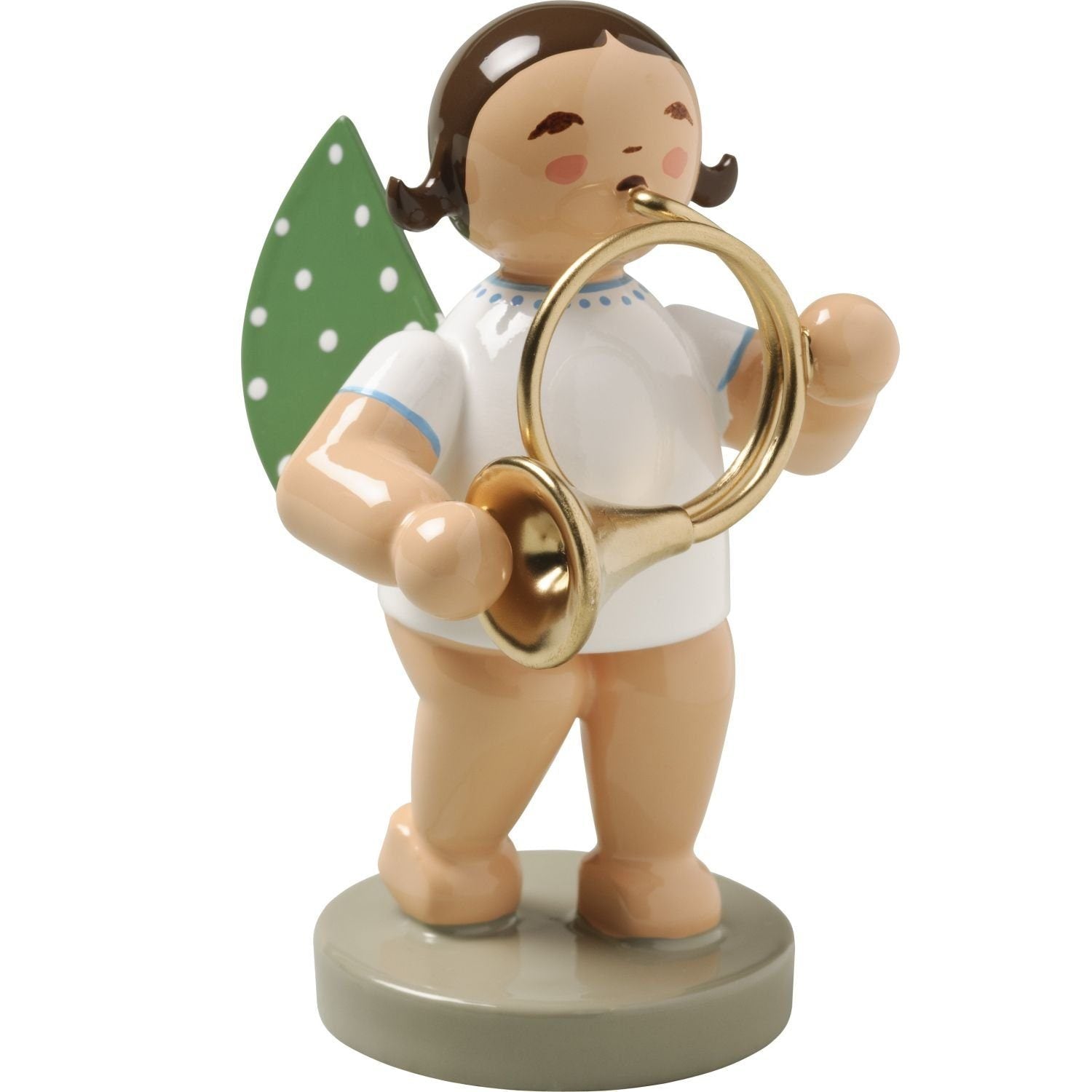 WUK-650/56-blondeHaare - Wendt & Kühn 'Orchesterengel, Engel mit Orchesterhorn 650/56, h 6cm' blonde Haare