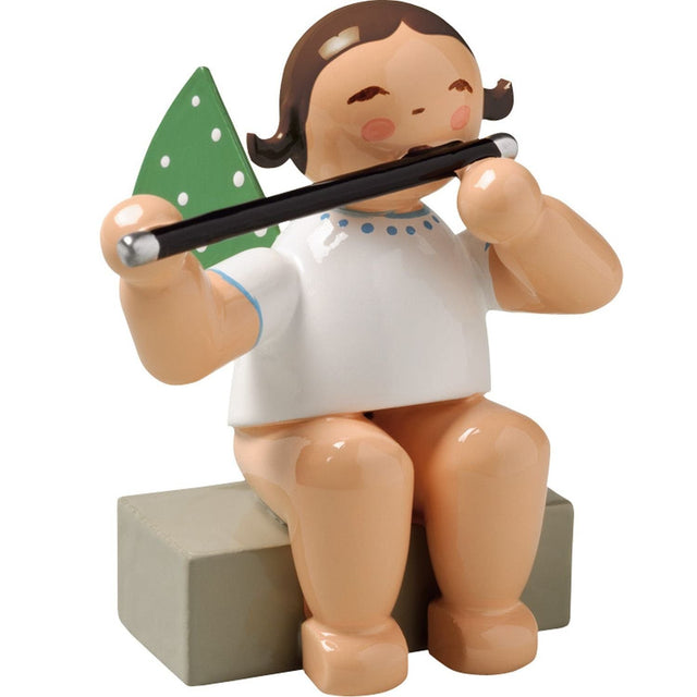 WUK-650/18a-blondeHaare - Wendt & Kühn 'Orchesterengel, Engel mit Querflöte 650/18a, h 5cm' blonde Haare