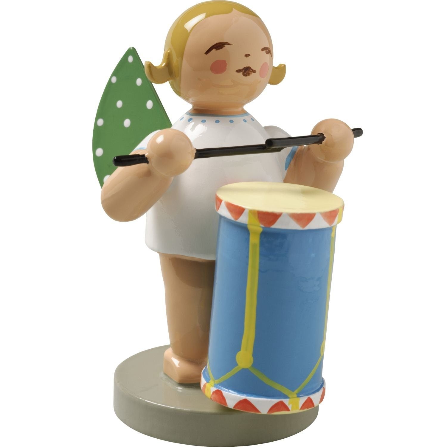 WUK-650/45-brownHair - Wendt & Kühn 'Orchestra Angel, Angel with Drum, 650/45, h 6cm' brown Hair