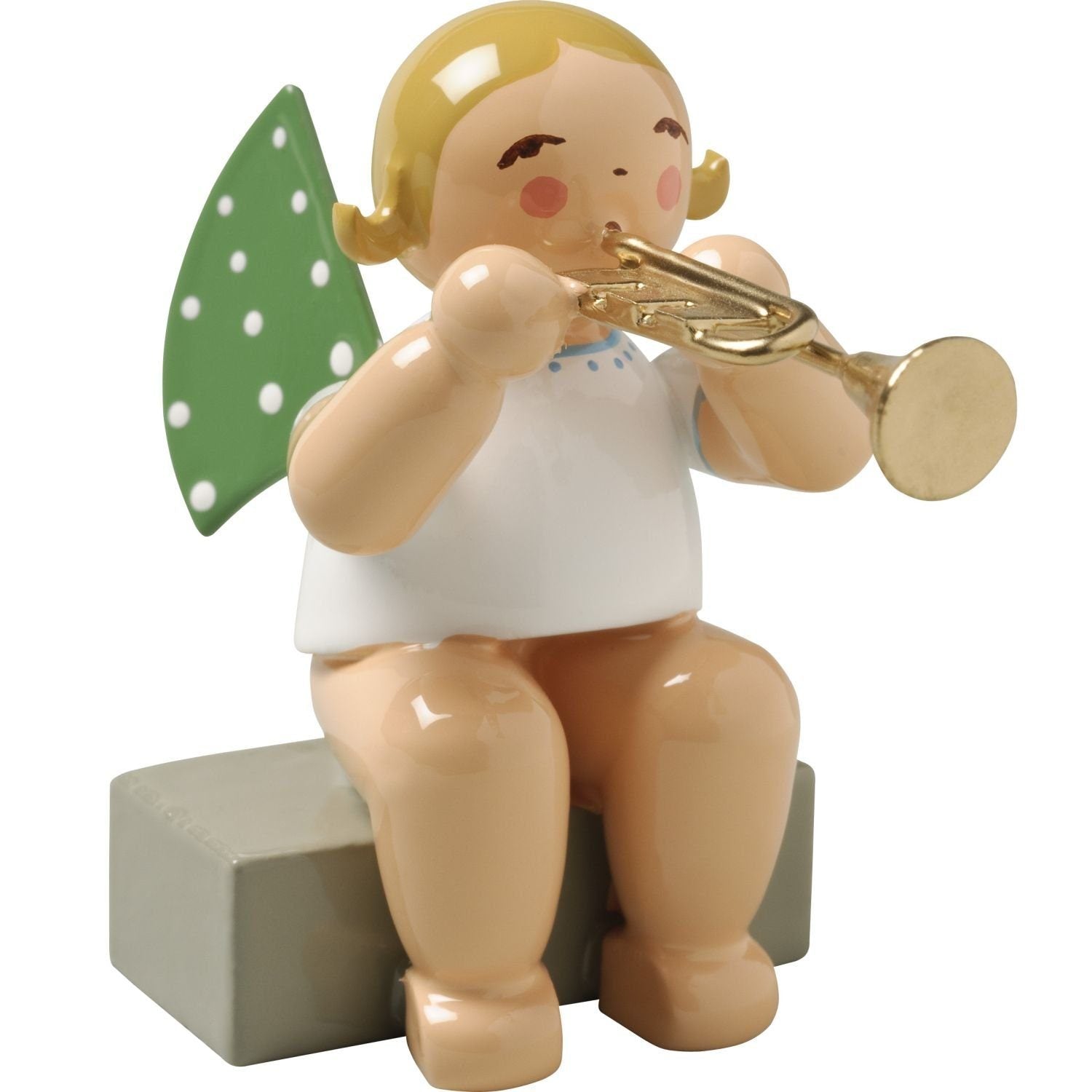 WUK-650/36a-blondeHaare - Wendt & Kühn 'Orchesterengel, Engel mit Trompete 650/36a, h 5cm' blonde Haare