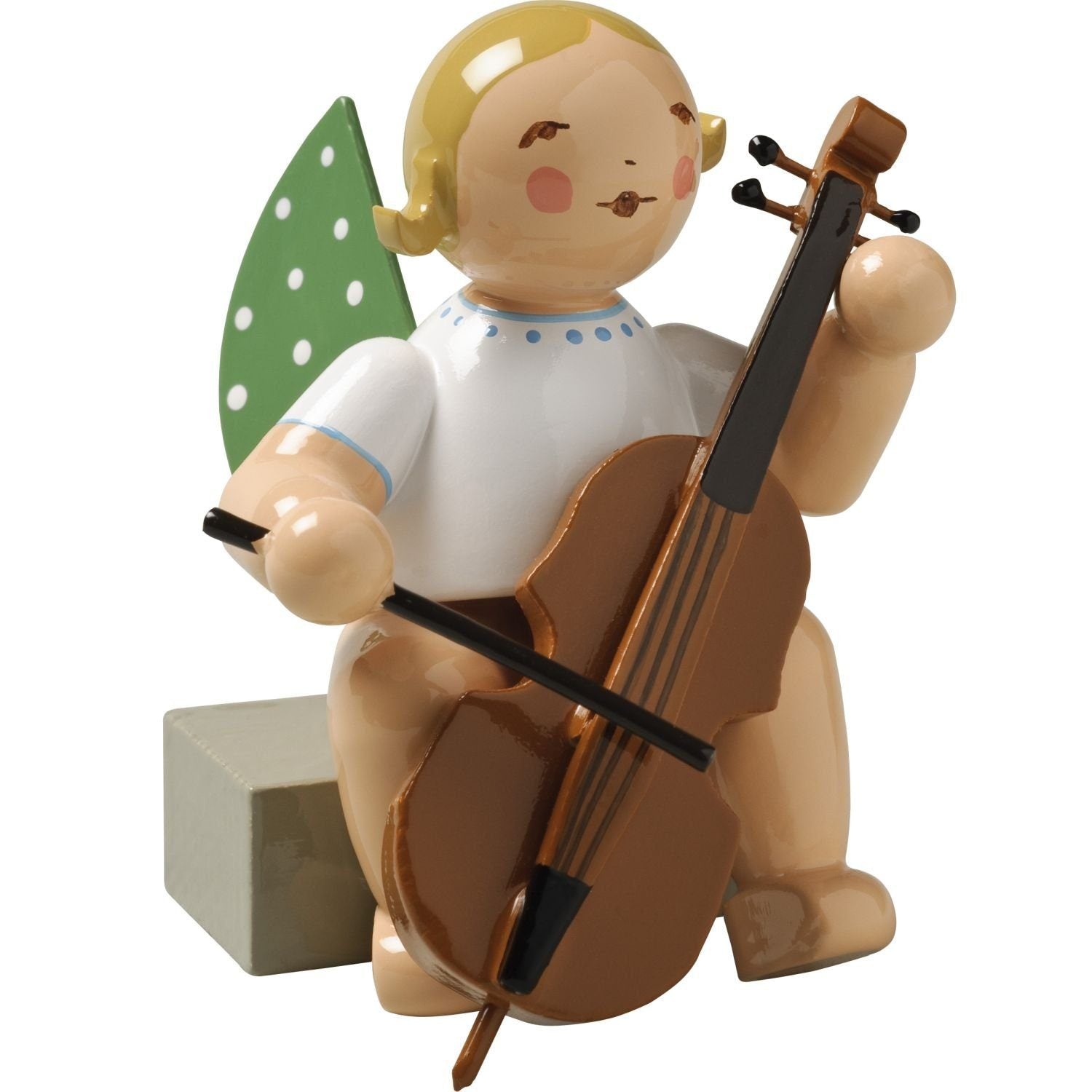 WUK-650/7a-brauneHaare - Wendt & Kühn 'Orchesterengel, Engel mit Violoncello 650/7a, h 5cm' braune Haare