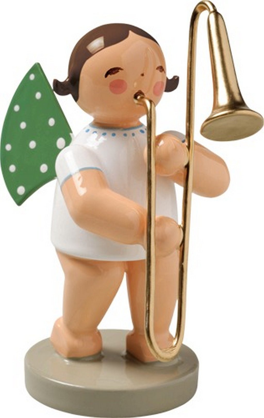 WUK-650/29-bruntHår - Wendt & Kühn 'Orkesterengel, engel med trombone, 650/29, h 7 cm'