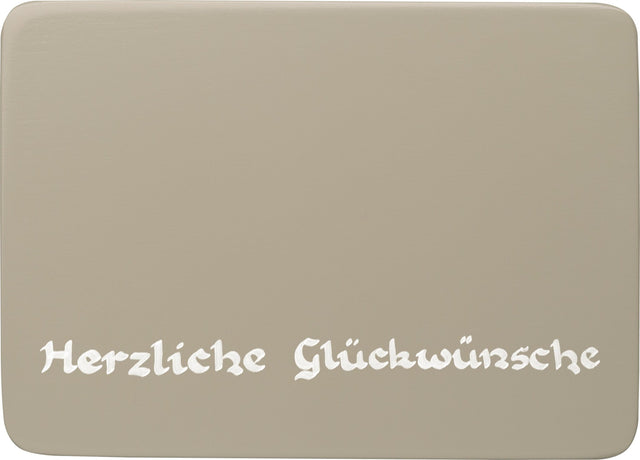 WUK-Sockel1/HG/sg - Wendt & Kühn 'Beschriftete Sockelplatte, silbergrau, Herzliche Glückwünsche - 8,5x6x0,5cm