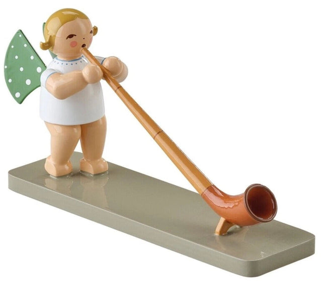 WUK-650/83-blondeHair - Wendt & Kühn 'Angel with Alphorn blonde hair - 6cm'