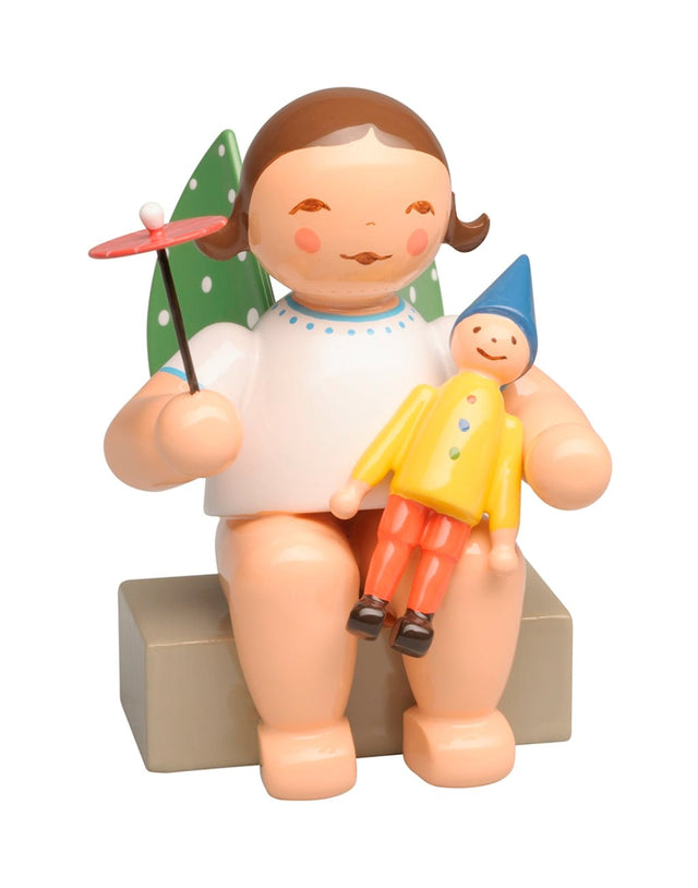 WUK-650/170 - Wendt & Kühn 'Ängel med Kasper och paraply, sittande höjd 4 cm'