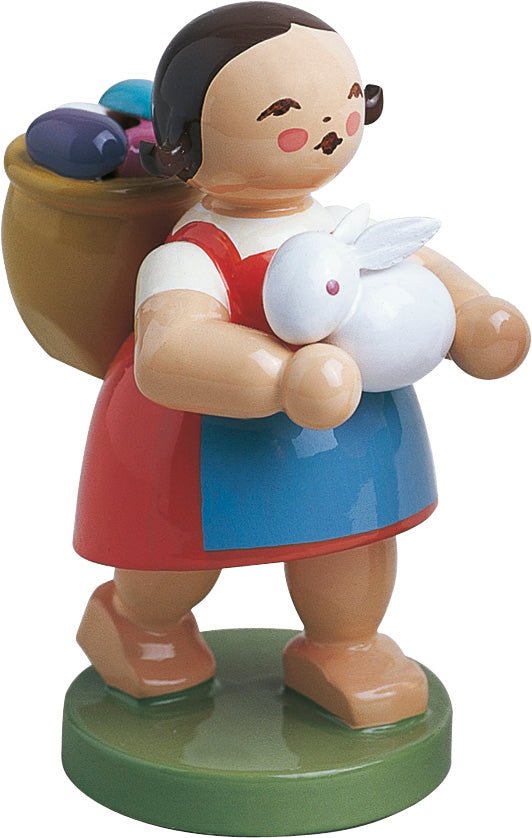 WUK - 5240/3 - Figura de Pascua de Wendt & Kühn 'Niña con cesta de huevos y conejo - 6,0 cm'