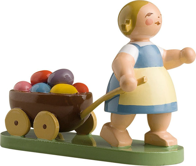 WUK - 5240/7 - Wendt & Kühn påskfigur 'Påskflicka med vagn - 5 cm'