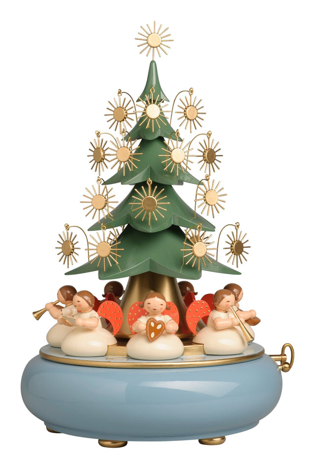 WUK-5336/41A - Wendt & Kühn 'Spieldose mit unter dem Baum sitzenden Engeln, Stille Nacht - 30cm'