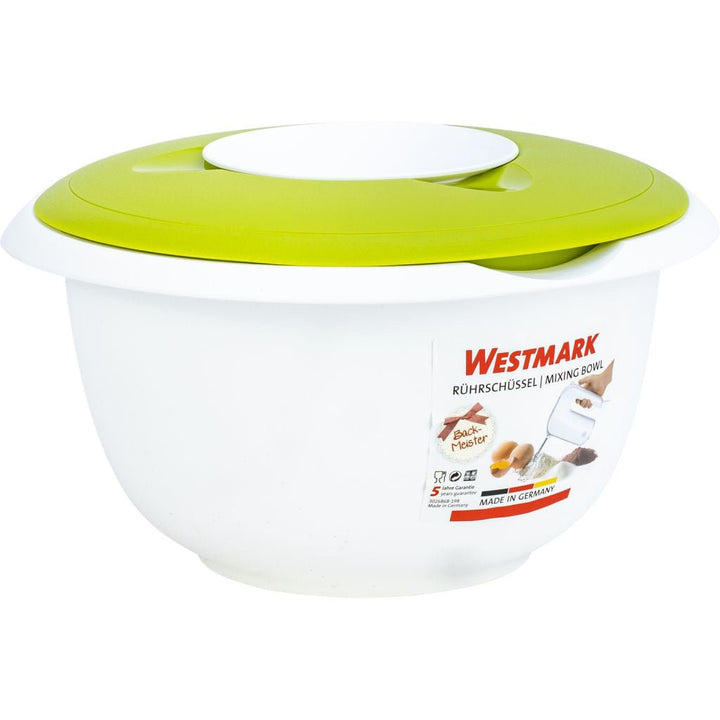 WST - 3155227A - Westmark, Rührschüssel mit zweigeteiltem Deckel 3,5l - weiß/apfelgrün