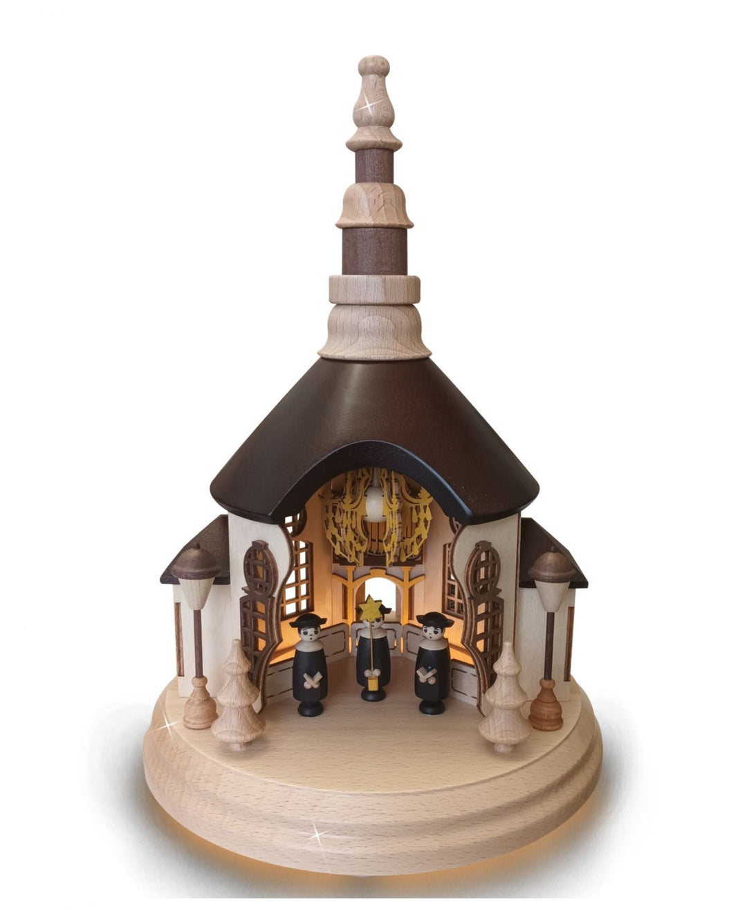 ZEI - 1812 - Zeidler Wood Art - illuminated open Seiffen church on pedestal - 31cm h