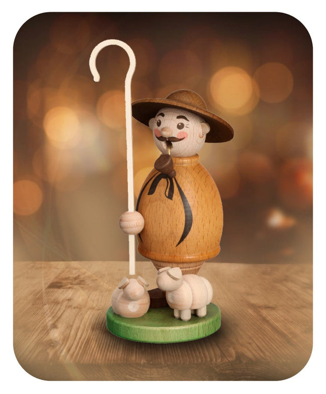 ZEI - 5222 - Zeidler Holzkunst - Remeslá - Dymiar pastier s 2 ovečkami - 16 cm