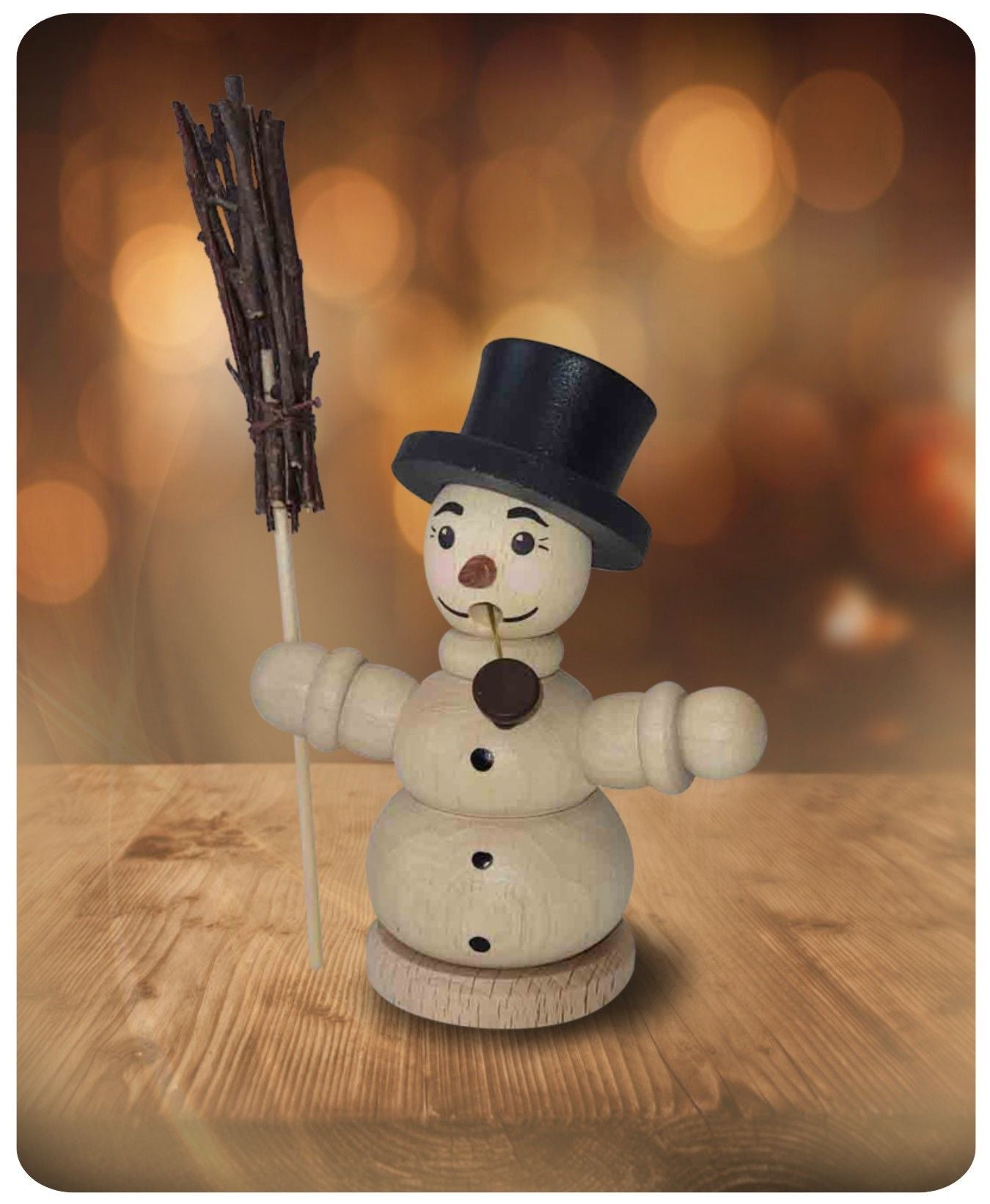 ZEI - 5220 - Zeidler Artă din lemn - Figurina de tămâiat Om de Zăpadă - aprox. 10,5 cm