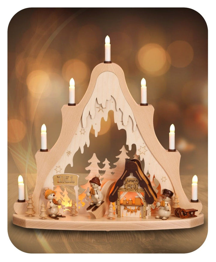 ZEI - 1521 - Zeidler Wood Art - Schwibbogen Top - Après Ski with Snowmen - 50cm