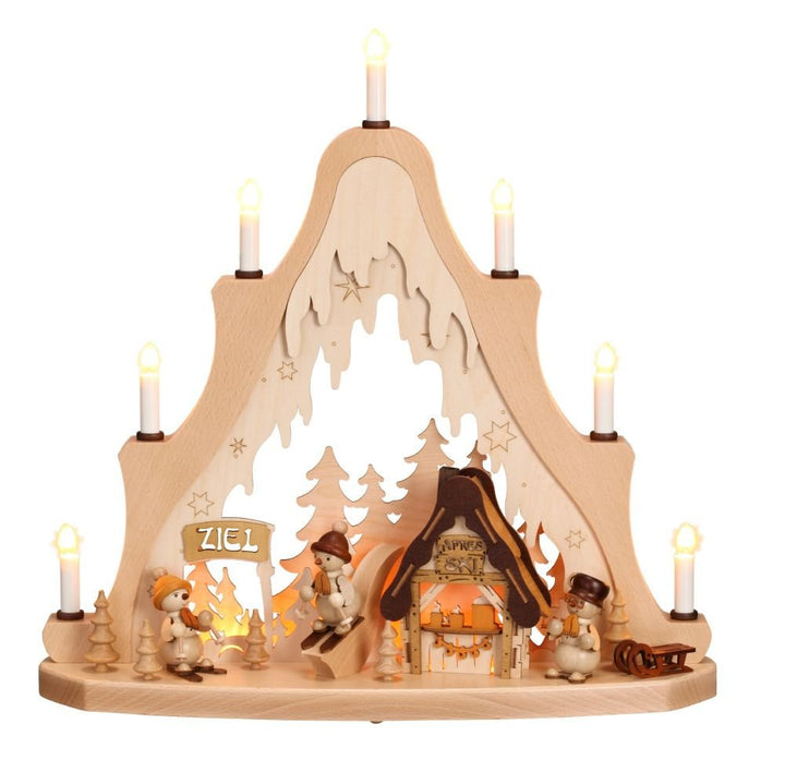ZEI - 1521 - Zeidler Wood Art - Schwibbogen Top - Après Ski with Snowmen - 50cm