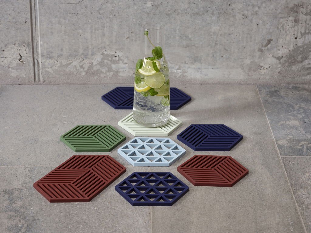 F&amp;H-36551 - Zone Denmark Hexagon Coasters, Grass, 16 x 14 x 0.9 cm