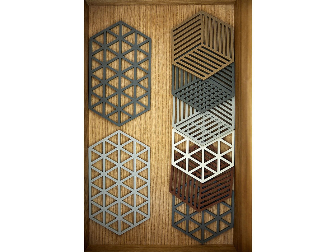 F&amp;H-24349 - Zone Denmark, Hexagon Coaster, Olive Green, 16 x 14 x 0.9 cm