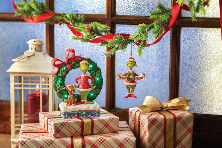6015210 - Der Grinch &amp; Max Leuchtender Kranz - 21cm, Jim Shore 2024