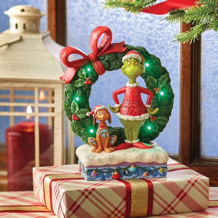 6015210 - Der Grinch &amp; Max Leuchtender Kranz - 21cm, Jim Shore 2024