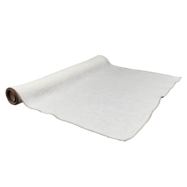 VAI - 111059 - Erika Vaitkute - Tischläufer Vilnia, weiß, natur umkettelt gewaschen 50x150cm