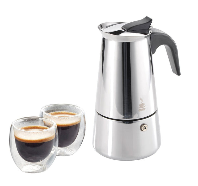 GE00108 - GEFU 'Set Espressokocher EMILIO + 2 Espressogläser'