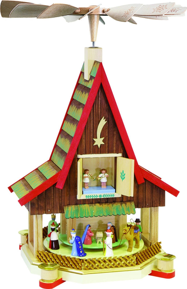 RGL-09080 - Glässer Volkskunst Adventshaus Christi Geburt, 53cm