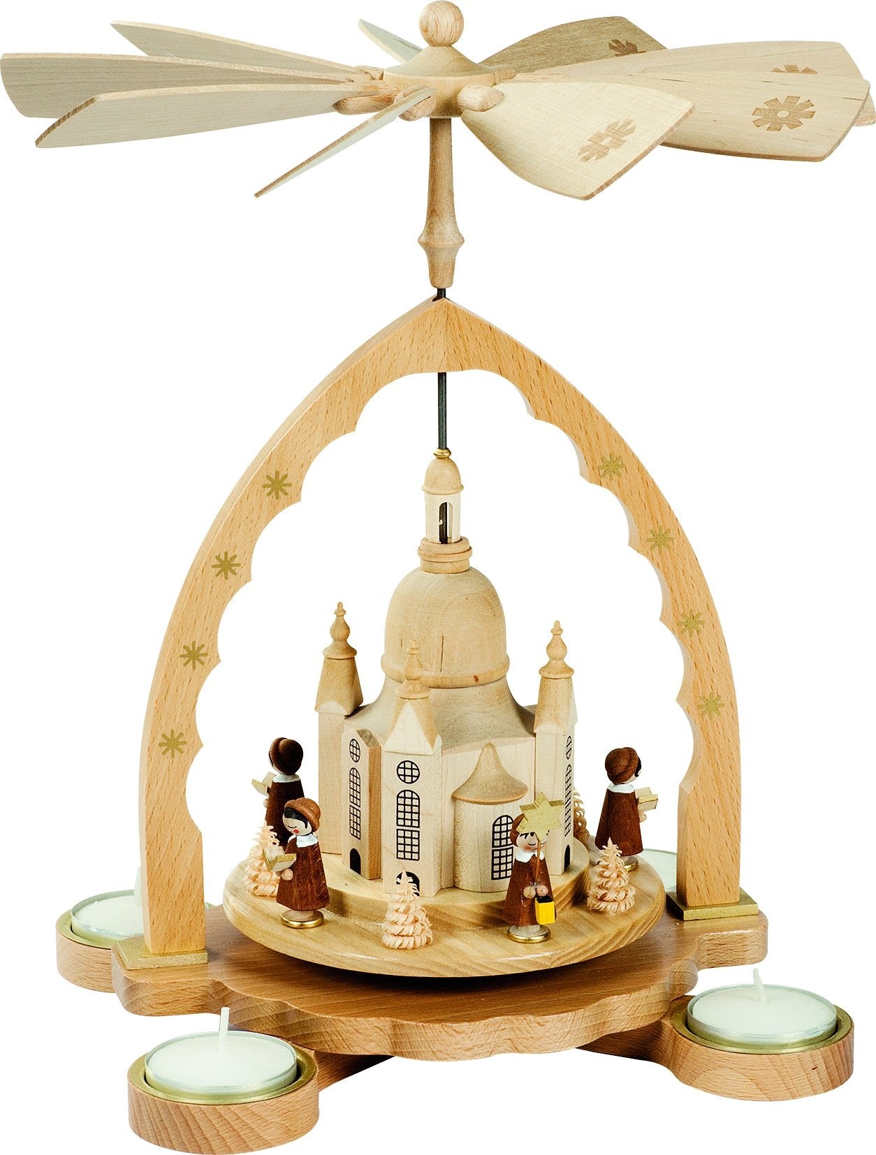RGL-16098 - Glässer Volkskunst 'Pyramide Frauenkirche mit Kurrende, für Teelichter' 27cm