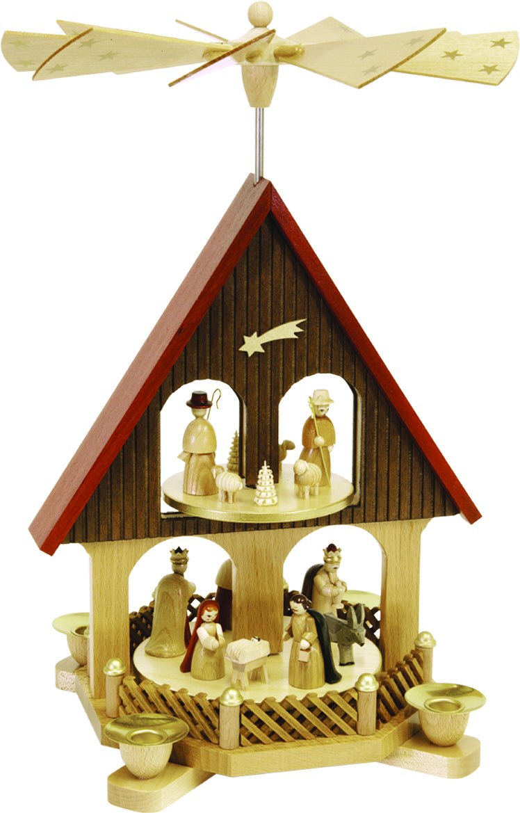 RGL-16290 - Glässer Volkskunst 'Pyramidenhaus Christi Geburt 1 - stöckig' 36cm