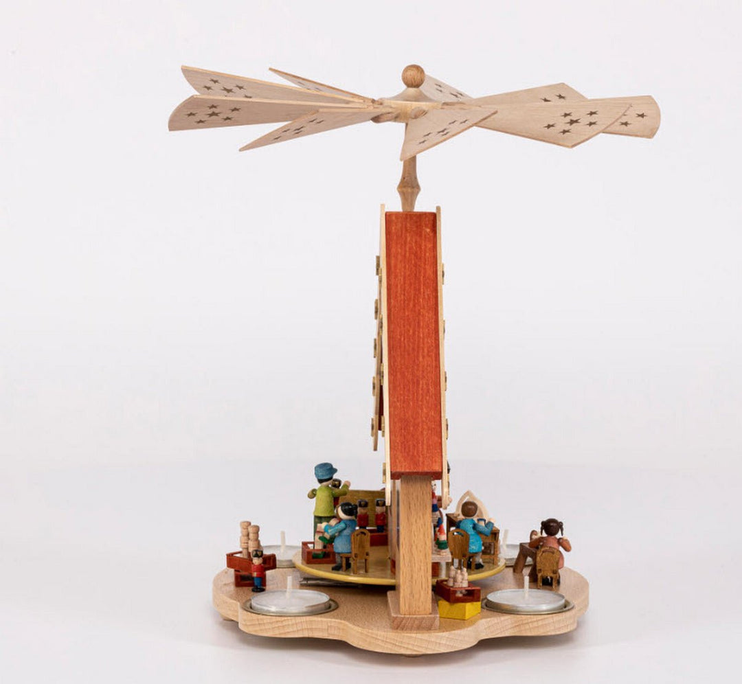 RGL-16254 - Glässer Volkskunst Tischpyramide Haus Schauwerkstatt für Teelichter, 29cm