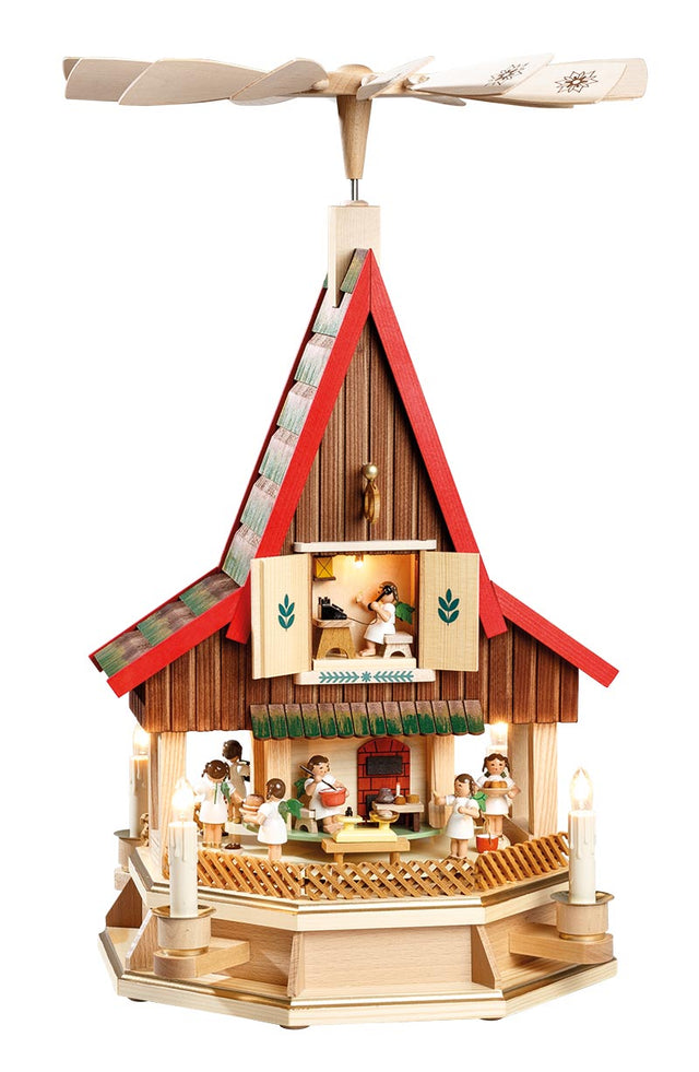 RGL - 19087 - Glässer Volkskonst Adventshus Änglabageri, elektriskt, 53 cm