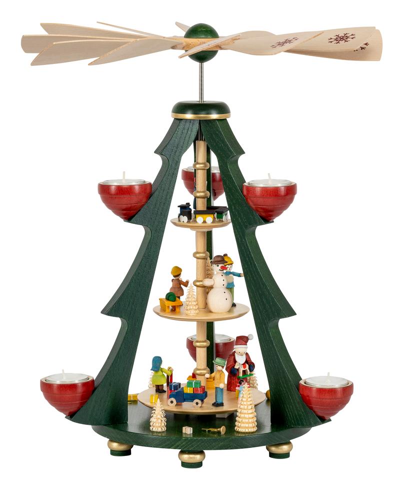 RGL - 15831 - Glässer Volkskunst 'Baumpyramide Bescherung 2 - stöckig' 40cm