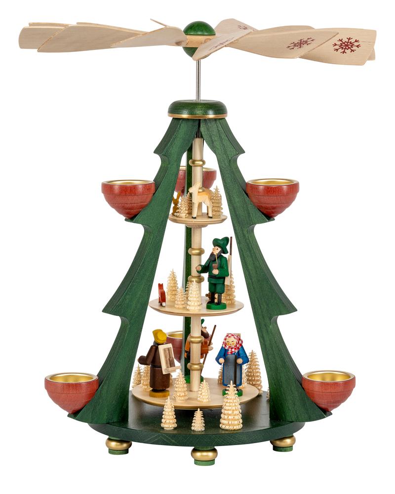 RGL - 15833 - Glässer Volkskunst 'Baumpyramide Waldleute 2 - stöckig' 40cm