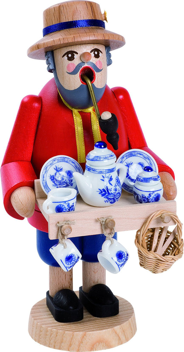 RGL - 26222 - Glässer Volkskunst 'Räuchermann Porzellanhändler' 18cm