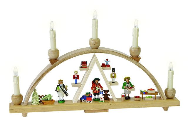 RGL - 01237 - Glässer Volkskunst 'Schwibbogen Seiffener Weihnachtsmarkt, elektrisch' 28x48cm